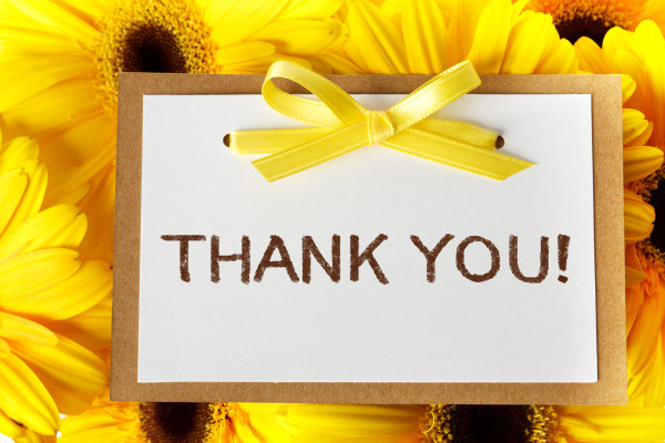 Thank You Card With Yellow Gerberas